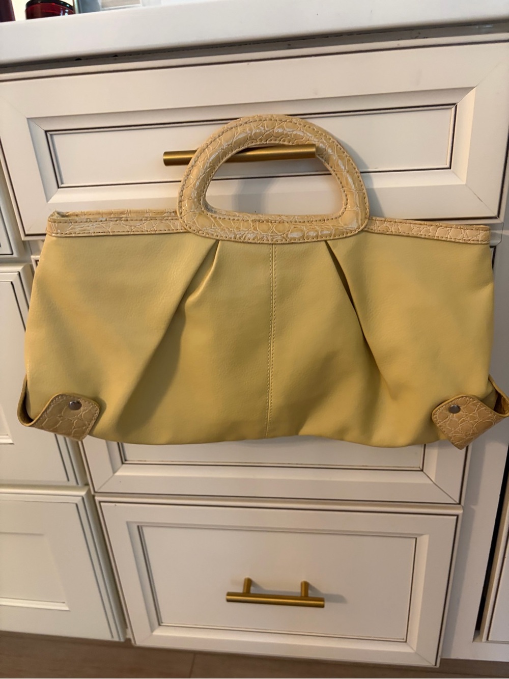 Daisy Fuentes Lemon Yellow Tote with Croc-Trim Handles